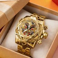 Luxurious Gold Men's Quartz Clown Face Dial  Men's Wristwatch ⌚️