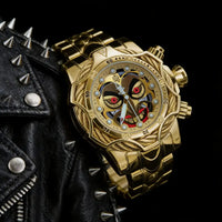 Luxurious Gold Men's Quartz Clown Face Dial  Men's Wristwatch ⌚️