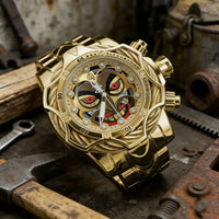 Luxurious Gold Men's Quartz Clown Face Dial  Men's Wristwatch ⌚️