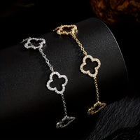 Luxurious Hollow Four Leaf Flower Bracelet with Two Colors ✨