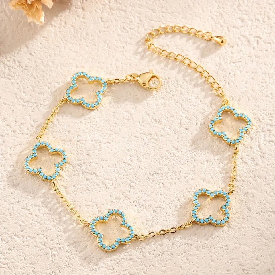 Luxurious Hollow Four Leaf Flower Bracelet with Two Colors ✨