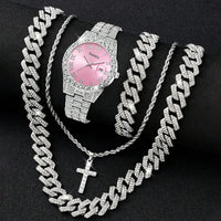 Luxury 1/3/4 PCS Men's Watch Set Roman Digital Scale Dial Quartz Watch Jewelry Set 💎