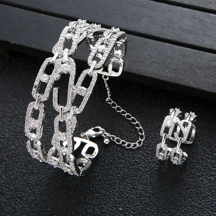 Luxury 2PCS  Jewelry For Women Wedding Engagement 💎