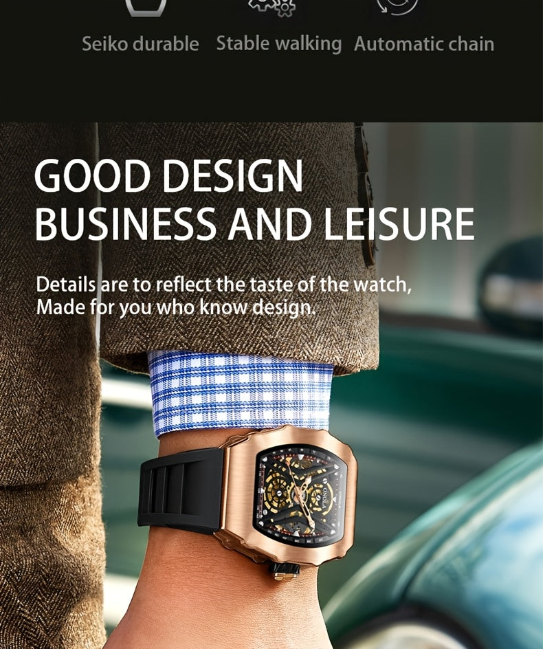 Luxury Automatic Mechanical Silicone band Watches ⏱️ - Rose Black A - accessories