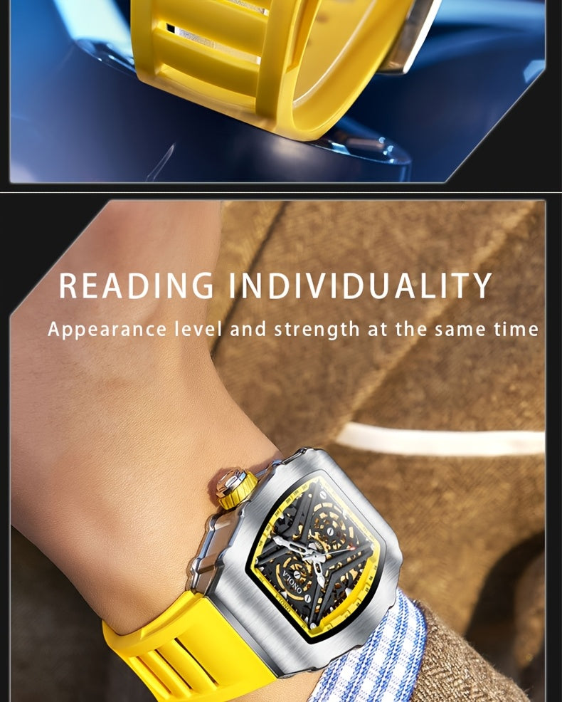 Luxury Automatic Mechanical Silicone band Watches ⏱️ - Silvery Yellow - accessories