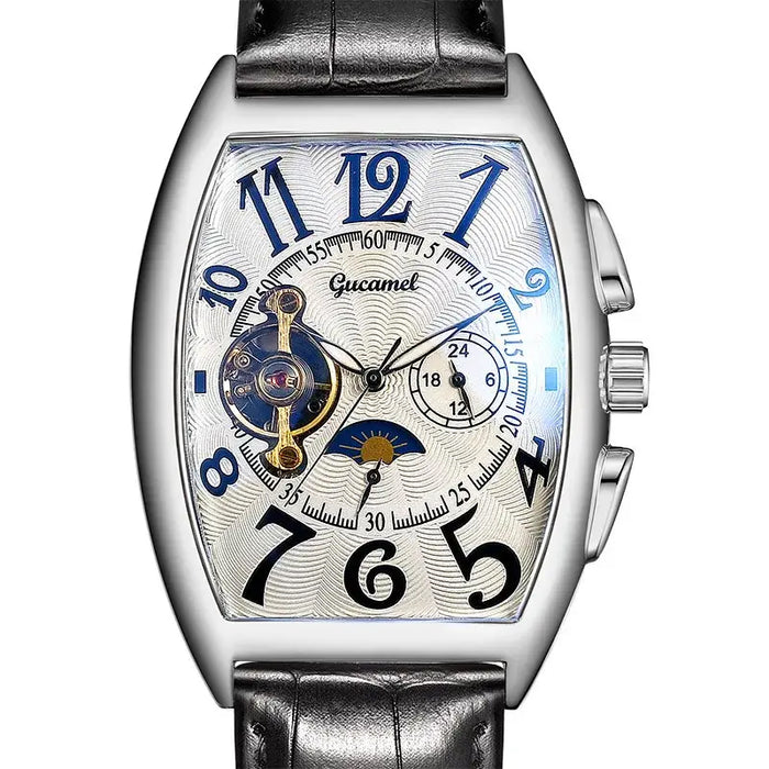 Luxury Automatic Mechanical Watch Men Tourbillon Clock Fashion Soft Leather Strap ⌚️