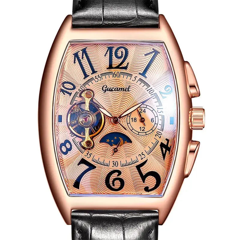 Luxury Automatic Mechanical Watch Men Tourbillon Clock Fashion Soft Leather Strap ⌚️