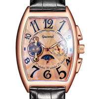 Luxury Automatic Mechanical Watch Men Tourbillon Clock Fashion Soft Leather Strap ⌚️