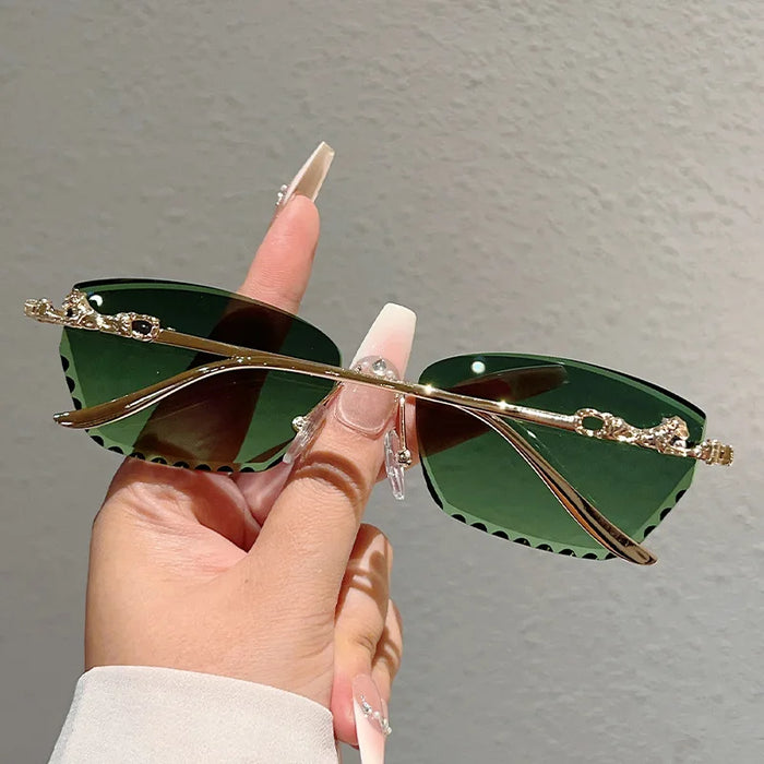 Luxury Brand Designer Diamond Cutting Rimless 🕶️