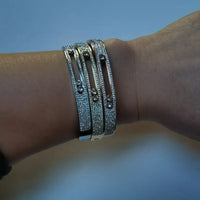 Luxury Brand Stainless Steel Slide Lover Bangles Full Crystal Stone Bracelets 💎
