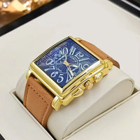 Luxury Business Men's Quartz Watch, Square Dial, with Calendar Display, Leather Strap⌚️