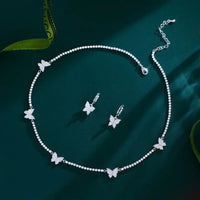 Luxury Butterfly Cubic Zirconia Choker Necklace & Earrings Set for Women ✨🦋💎