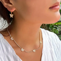 Luxury Butterfly Cubic Zirconia Choker Necklace & Earrings Set for Women ✨🦋💎