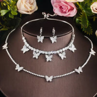 Luxury Butterfly Cubic Zirconia Jewelry Set – Necklace, Earrings & Bracelet for Women ✨🦋💎