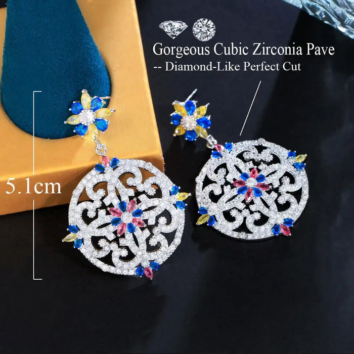 Luxury Colorful Cubic Zirconia Drop Earrings for Women Jewelry 💎