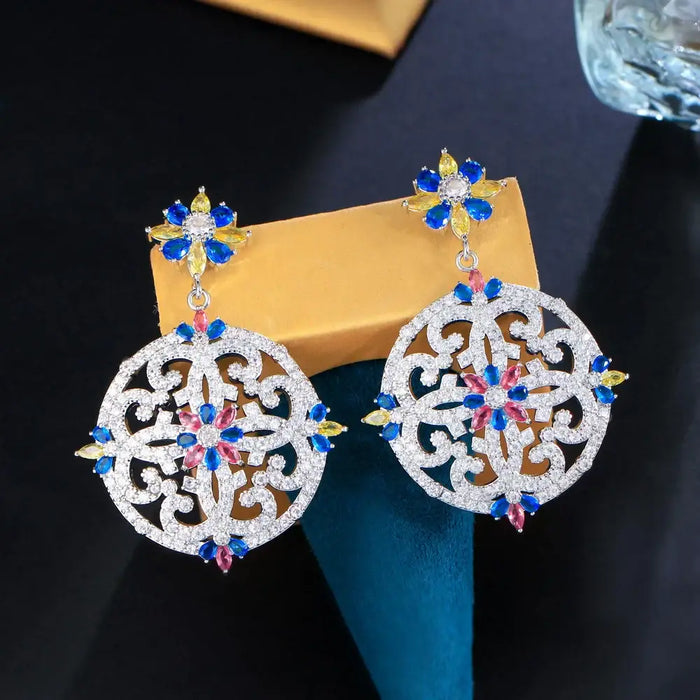 Luxury Colorful Cubic Zirconia Drop Earrings for Women Jewelry 💎