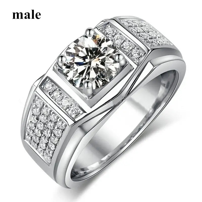 Luxury Couple Rings Heart White Crystal Rhinestones Rings Set 💎