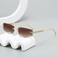 Luxury CRT style Rimless Small Square Frame Sunglasses  🕶️