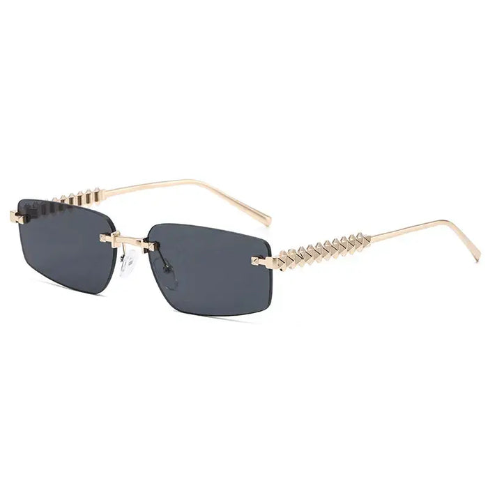 Luxury CRT style Rimless Small Square Frame Sunglasses  🕶️