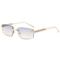 Luxury CRT style Rimless Small Square Frame Sunglasses  🕶️