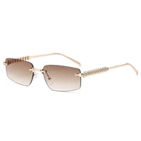 Luxury CRT style Rimless Small Square Frame Sunglasses  🕶️