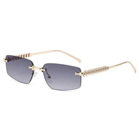 Luxury CRT style Rimless Small Square Frame Sunglasses  🕶️