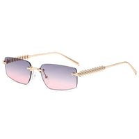 Luxury CRT style Rimless Small Square Frame Sunglasses  🕶️