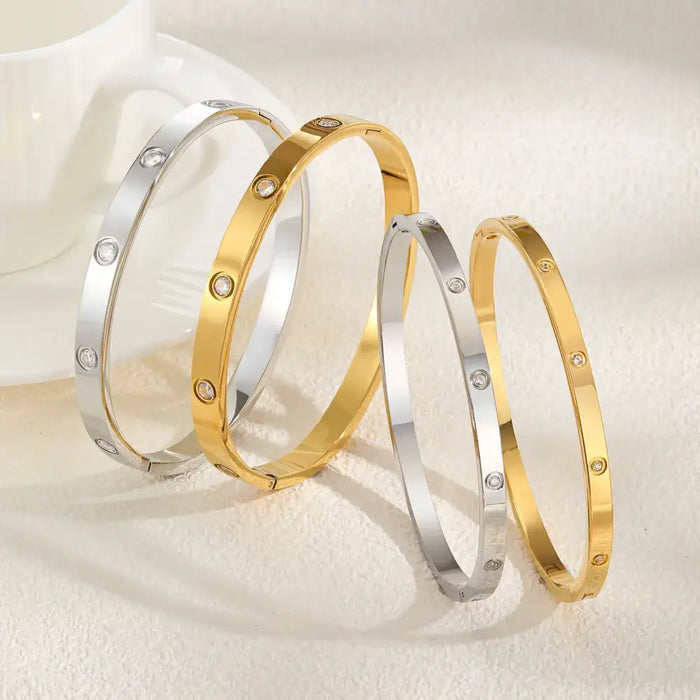 Luxury Cubic Zircon Round Bangle Bracelet for Women Jewelry ✨