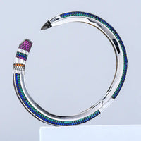 Luxury CZ Pencil Bangle Bracelet – 18K Gold Plated Crystal Cuff for Women 💎