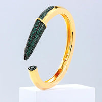Luxury CZ Pencil Bangle Bracelet – 18K Gold Plated Crystal Cuff for Women 💎