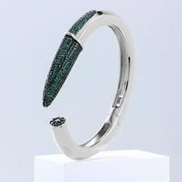 Luxury CZ Pencil Bangle Bracelet – 18K Gold Plated Crystal Cuff for Women 💎