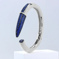 Luxury CZ Pencil Bangle Bracelet – 18K Gold Plated Crystal Cuff for Women 💎