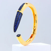 Luxury CZ Pencil Bangle Bracelet – 18K Gold Plated Crystal Cuff for Women 💎