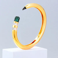 Luxury CZ Pencil Bangle Bracelet – 18K Gold Plated Crystal Cuff for Women 💎