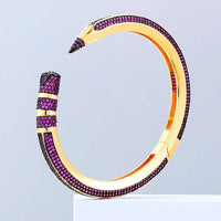 Luxury CZ Pencil Bangle Bracelet – 18K Gold Plated Crystal Cuff for Women 💎
