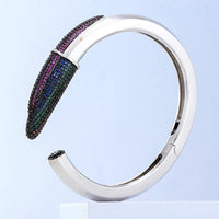Luxury CZ Pencil Bangle Bracelet – 18K Gold Plated Crystal Cuff for Women 💎