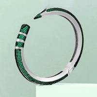 Luxury CZ Pencil Bangle Bracelet – 18K Gold Plated Crystal Cuff for Women 💎