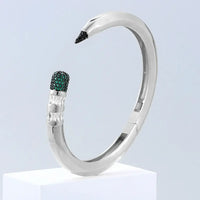 Luxury CZ Pencil Bangle Bracelet – 18K Gold Plated Crystal Cuff for Women 💎