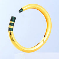 Luxury CZ Pencil Bangle Bracelet – 18K Gold Plated Crystal Cuff for Women 💎