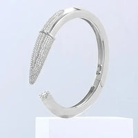 Luxury CZ Pencil Bangle Bracelet – 18K Gold Plated Crystal Cuff for Women 💎