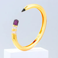 Luxury CZ Pencil Bangle Bracelet – 18K Gold Plated Crystal Cuff for Women 💎