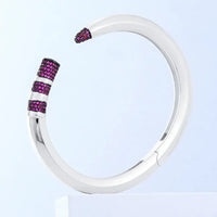 Luxury CZ Pencil Bangle Bracelet – 18K Gold Plated Crystal Cuff for Women 💎