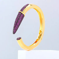 Luxury CZ Pencil Bangle Bracelet – 18K Gold Plated Crystal Cuff for Women 💎