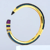 Luxury CZ Pencil Bangle Bracelet – 18K Gold Plated Crystal Cuff for Women 💎