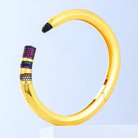 Luxury CZ Pencil Bangle Bracelet – 18K Gold Plated Crystal Cuff for Women 💎