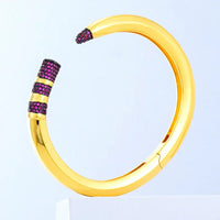 Luxury CZ Pencil Bangle Bracelet – 18K Gold Plated Crystal Cuff for Women 💎