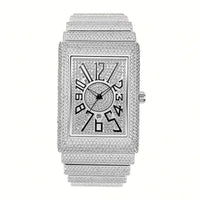 Luxury Diamond Watch for Men – Gold & Silver Quartz Wristwatch with Date Display ⌚️