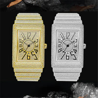 Luxury Diamond Watch for Men – Gold & Silver Quartz Wristwatch with Date Display ⌚️