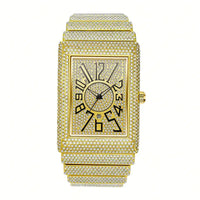 Luxury Diamond Watch for Men – Gold & Silver Quartz Wristwatch with Date Display ⌚️