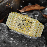 Luxury Diamond Watch for Men – Gold & Silver Quartz Wristwatch with Date Display ⌚️